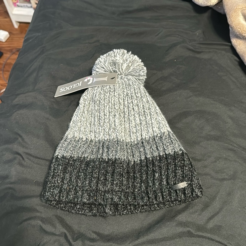 Black and gray beanie